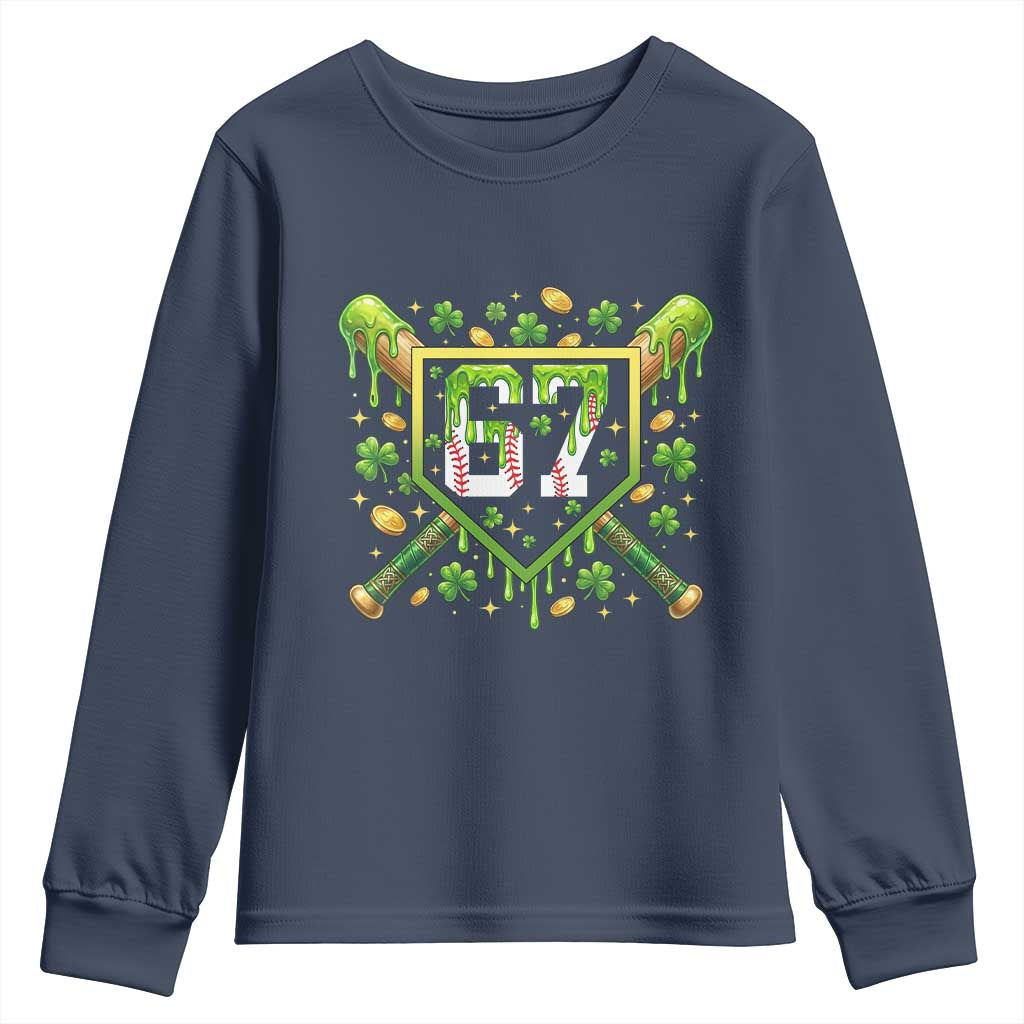 Funny St Patricks Day 67 Six Seven Baseball Ice Cream Drip Youth Sweatshirt