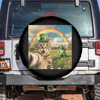 St Patricks Day Cat Selfie with Leprechaun Spare Tire Cover