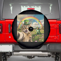 St Patricks Day Cat Selfie with Leprechaun Spare Tire Cover