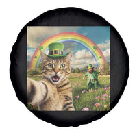 St Patricks Day Cat Selfie with Leprechaun Spare Tire Cover