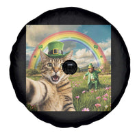 St Patricks Day Cat Selfie with Leprechaun Spare Tire Cover