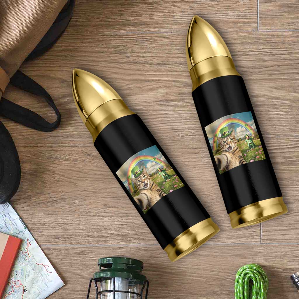 St Patricks Day Cat Selfie with Leprechaun Bullet Tumbler