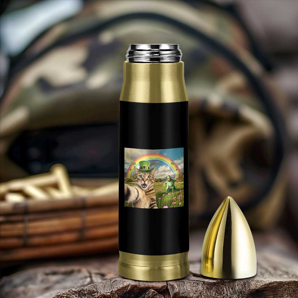 St Patricks Day Cat Selfie with Leprechaun Bullet Tumbler