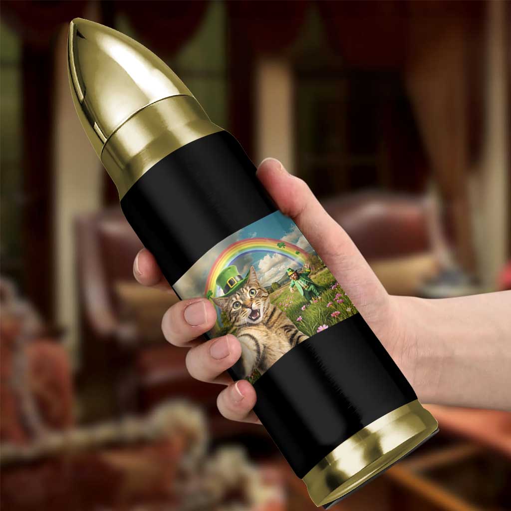 St Patricks Day Cat Selfie with Leprechaun Bullet Tumbler