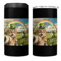 St Patricks Day Cat Selfie with Leprechaun 4 in 1 Can Cooler Tumbler