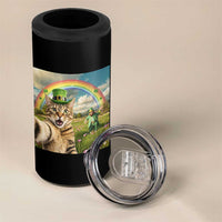 St Patricks Day Cat Selfie with Leprechaun 4 in 1 Can Cooler Tumbler