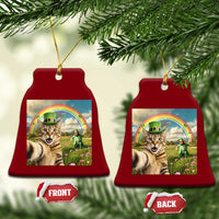 St Patricks Day Cat Selfie with Leprechaun Ceramic Ornament