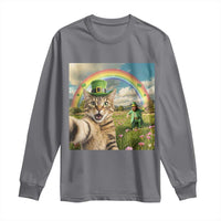 St Patricks Day Cat Selfie with Leprechaun Long Sleeve Shirt