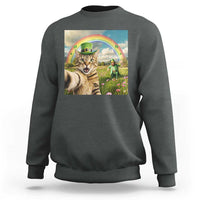 St Patricks Day Cat Selfie with Leprechaun Sweatshirt