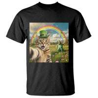 St Patricks Day Cat Selfie with Leprechaun T Shirt