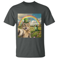 St Patricks Day Cat Selfie with Leprechaun T Shirt