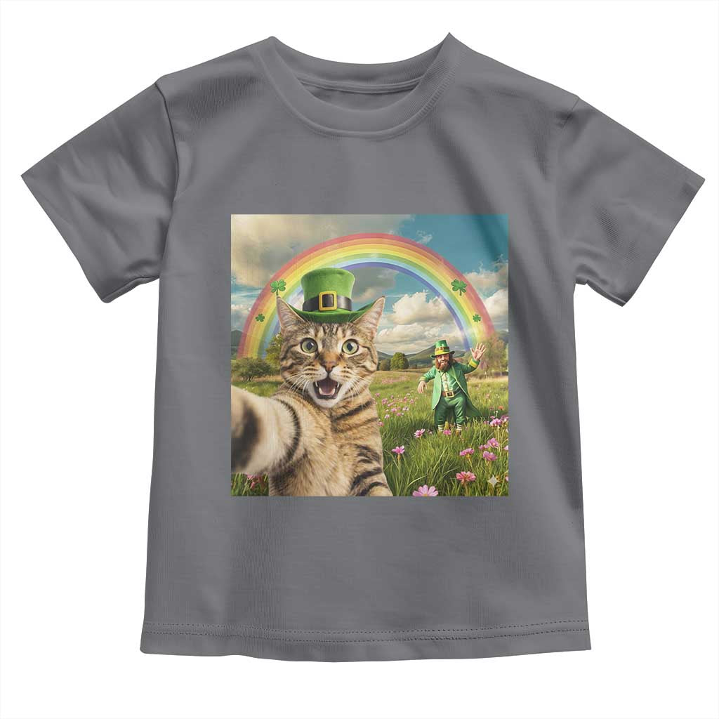 St Patricks Day Cat Selfie with Leprechaun Toddler T Shirt