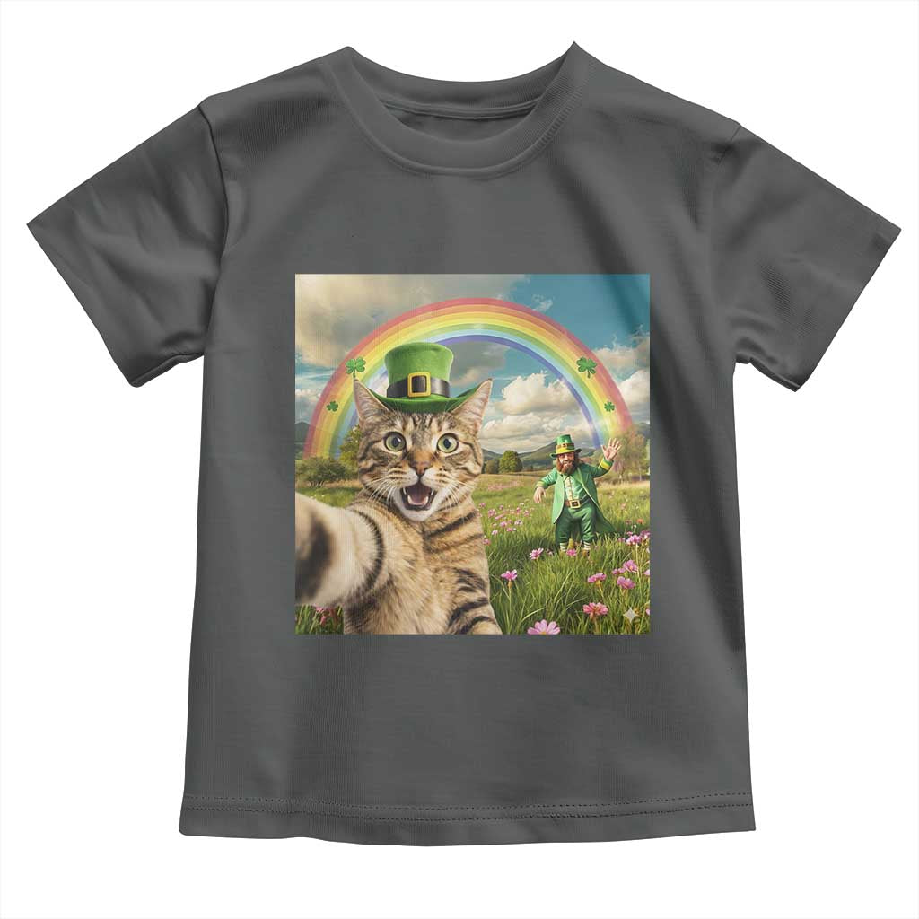 St Patricks Day Cat Selfie with Leprechaun Toddler T Shirt