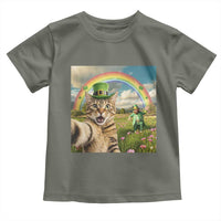 St Patricks Day Cat Selfie with Leprechaun Toddler T Shirt