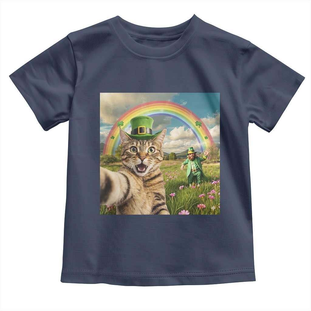 St Patricks Day Cat Selfie with Leprechaun Toddler T Shirt