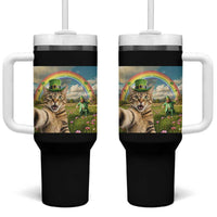 St Patricks Day Cat Selfie with Leprechaun Tumbler With Handle