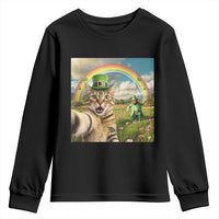 St Patricks Day Cat Selfie with Leprechaun Youth Sweatshirt