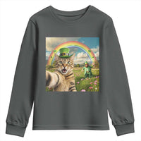 St Patricks Day Cat Selfie with Leprechaun Youth Sweatshirt
