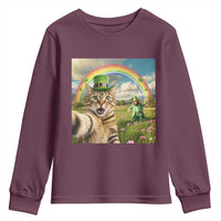 St Patricks Day Cat Selfie with Leprechaun Youth Sweatshirt
