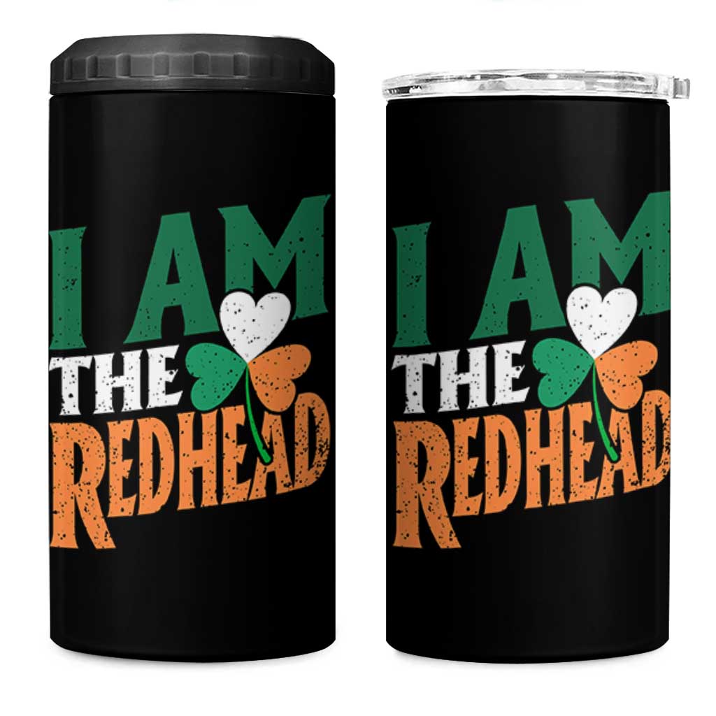 Funny Irish St Patrick's Day I Am The Redhead 4 in 1 Can Cooler Tumbler Ireland Flag Shamrock