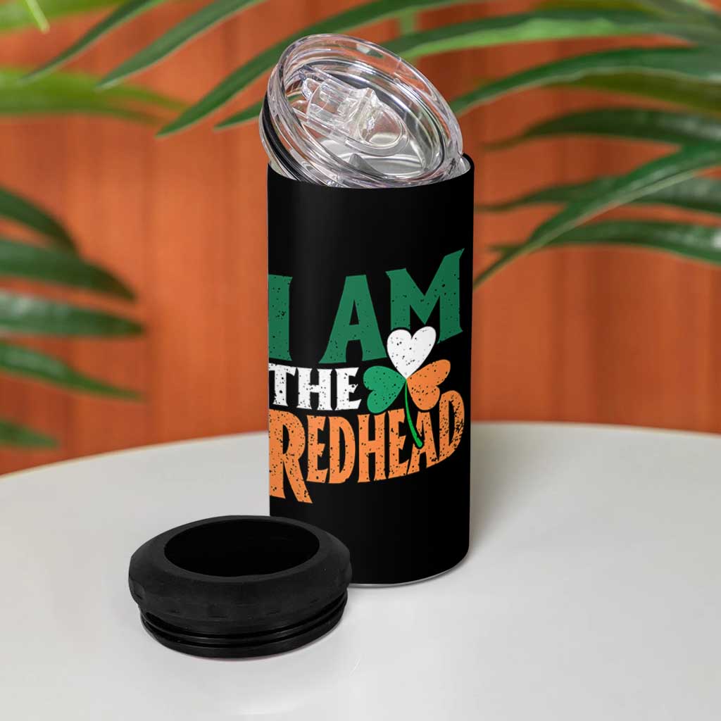 Funny Irish St Patrick's Day I Am The Redhead 4 in 1 Can Cooler Tumbler Ireland Flag Shamrock