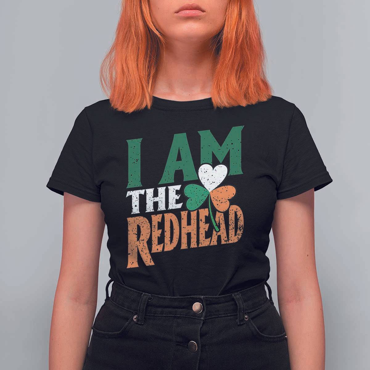 Funny Irish St Patrick's Day I Am The Redhead T Shirt For Women Ireland Flag Shamrock