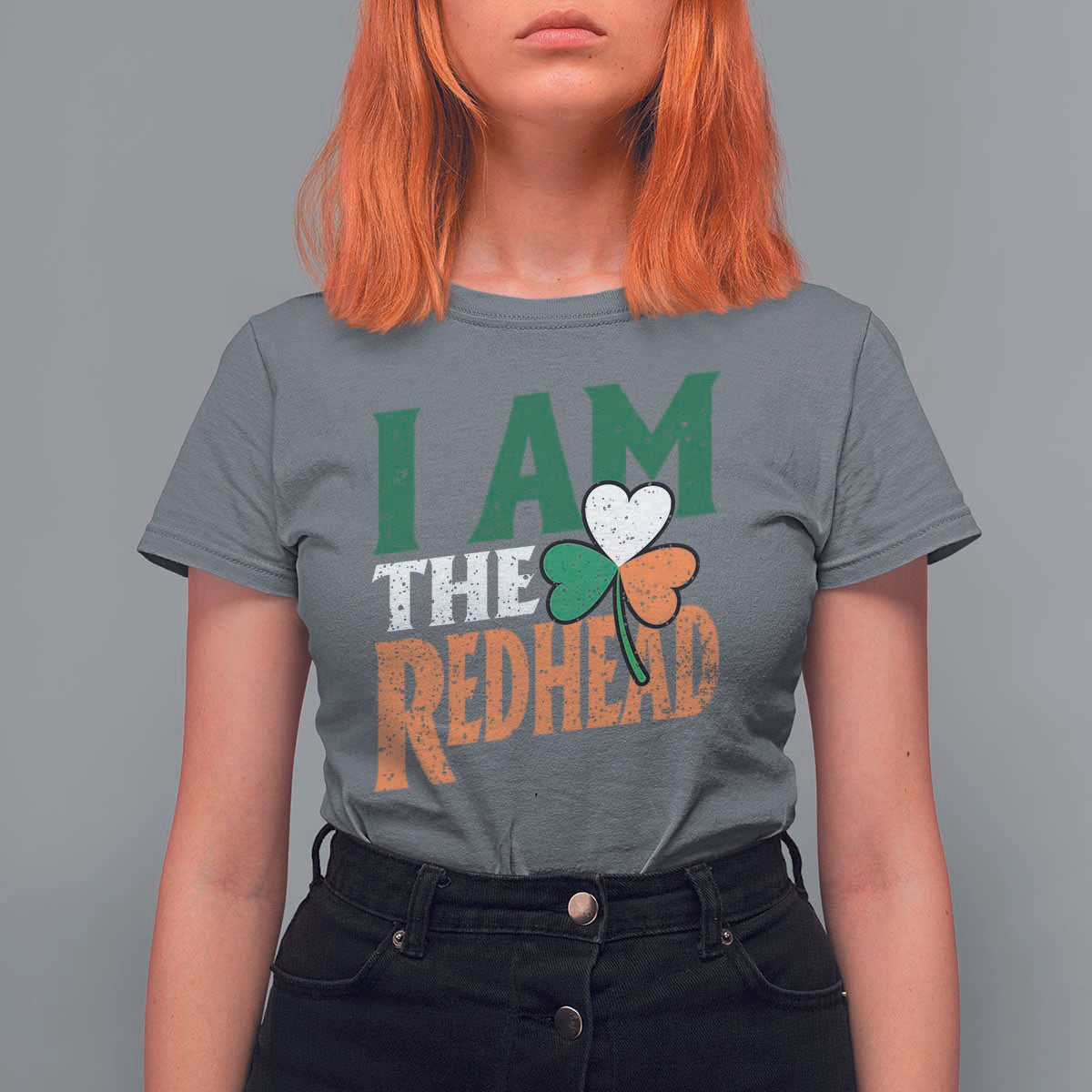 Funny Irish St Patrick's Day I Am The Redhead T Shirt For Women Ireland Flag Shamrock
