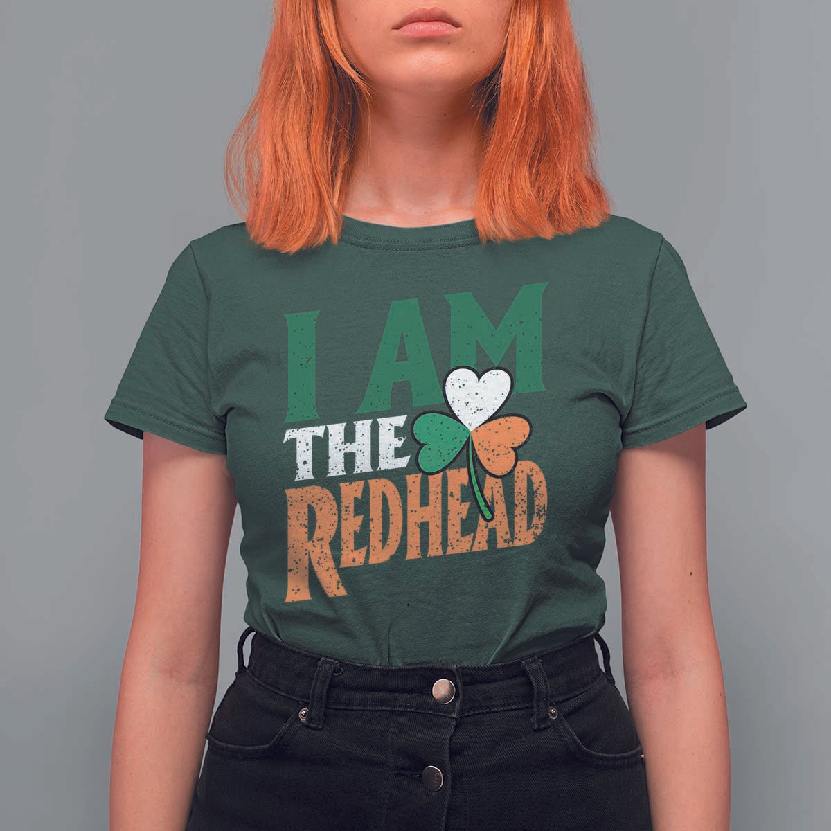 Funny Irish St Patrick's Day I Am The Redhead T Shirt For Women Ireland Flag Shamrock