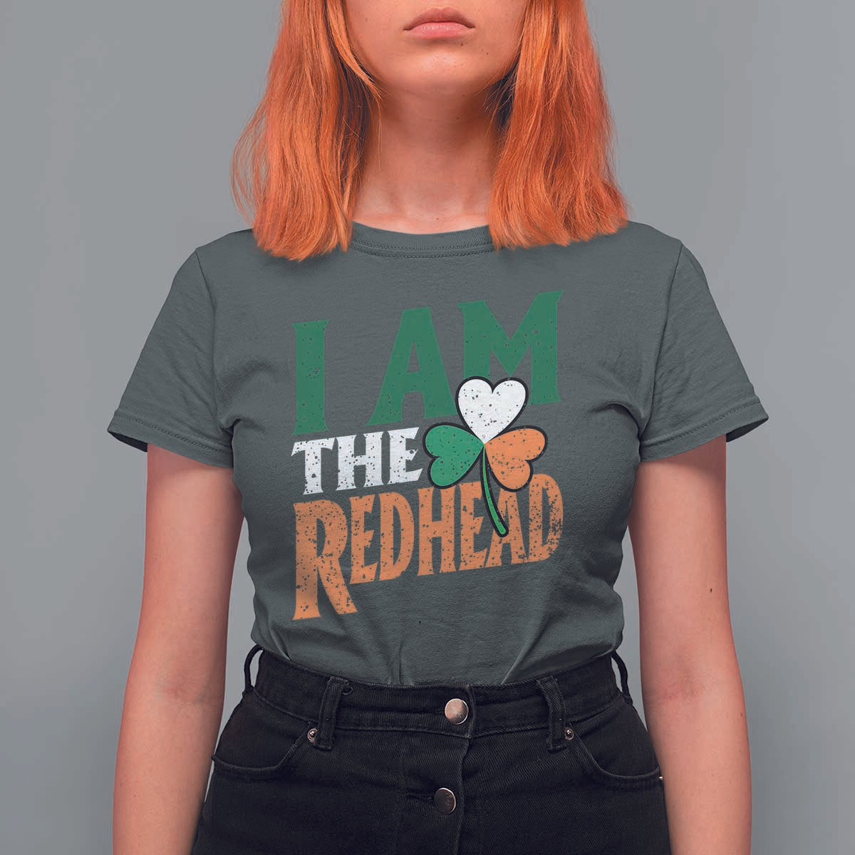 Funny Irish St Patrick's Day I Am The Redhead T Shirt For Women Ireland Flag Shamrock