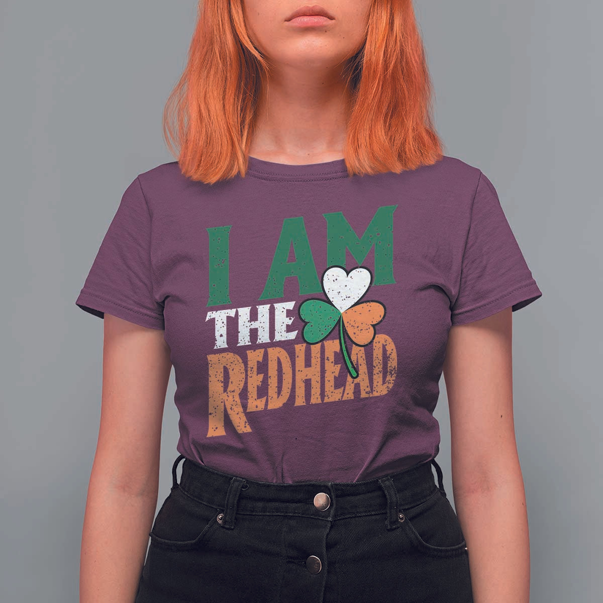 Funny Irish St Patrick's Day I Am The Redhead T Shirt For Women Ireland Flag Shamrock