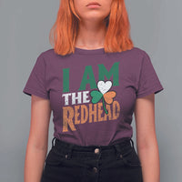 Funny Irish St Patrick's Day I Am The Redhead T Shirt For Women Ireland Flag Shamrock