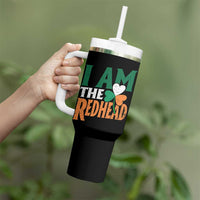 Funny Irish St Patrick's Day I Am The Redhead Tumbler With Handle Ireland Flag Shamrock