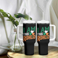 Funny Irish St Patrick's Day I Am The Redhead Tumbler With Handle Ireland Flag Shamrock