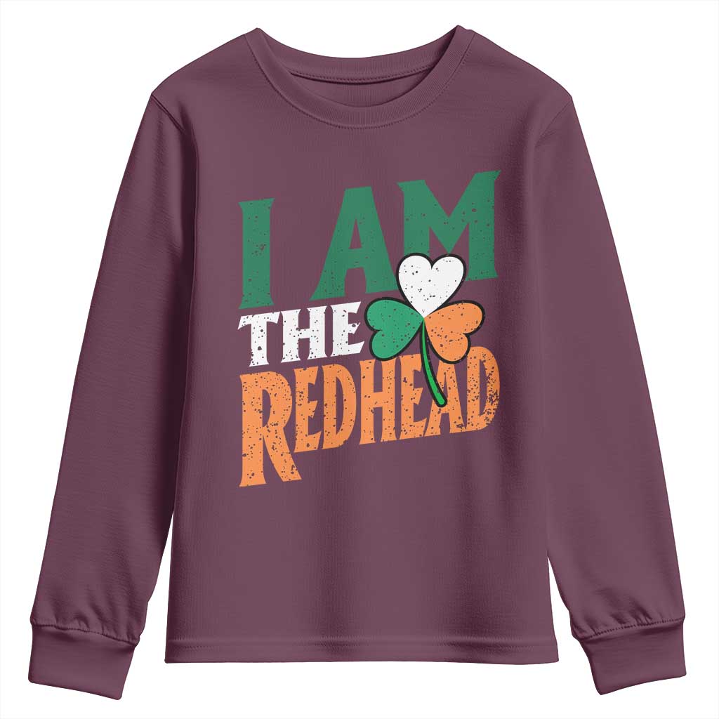 Funny Irish St Patrick's Day I Am The Redhead Youth Sweatshirt Ireland Flag Shamrock