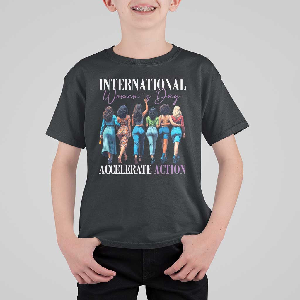 International Women's Day 2025 T Shirt For Kid Accelerate Action 8 March IWD