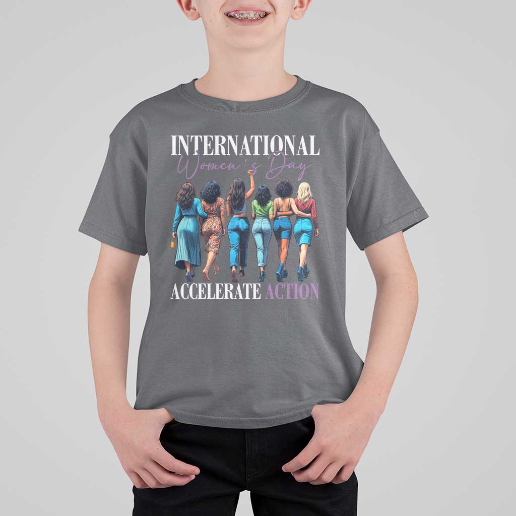 International Women's Day 2025 T Shirt For Kid Accelerate Action 8 March IWD