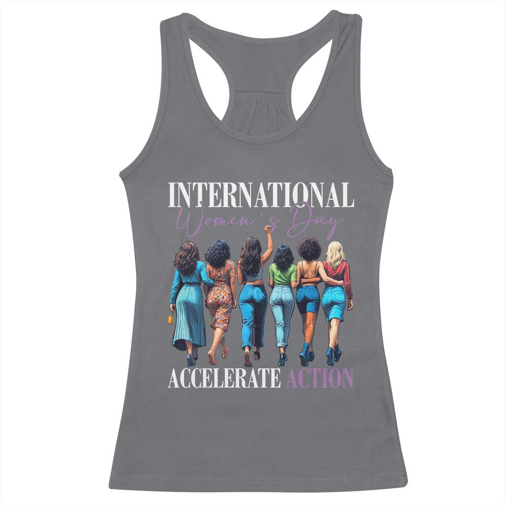 International Women's Day 2025 Racerback Tank Top Accelerate Action 8 March IWD