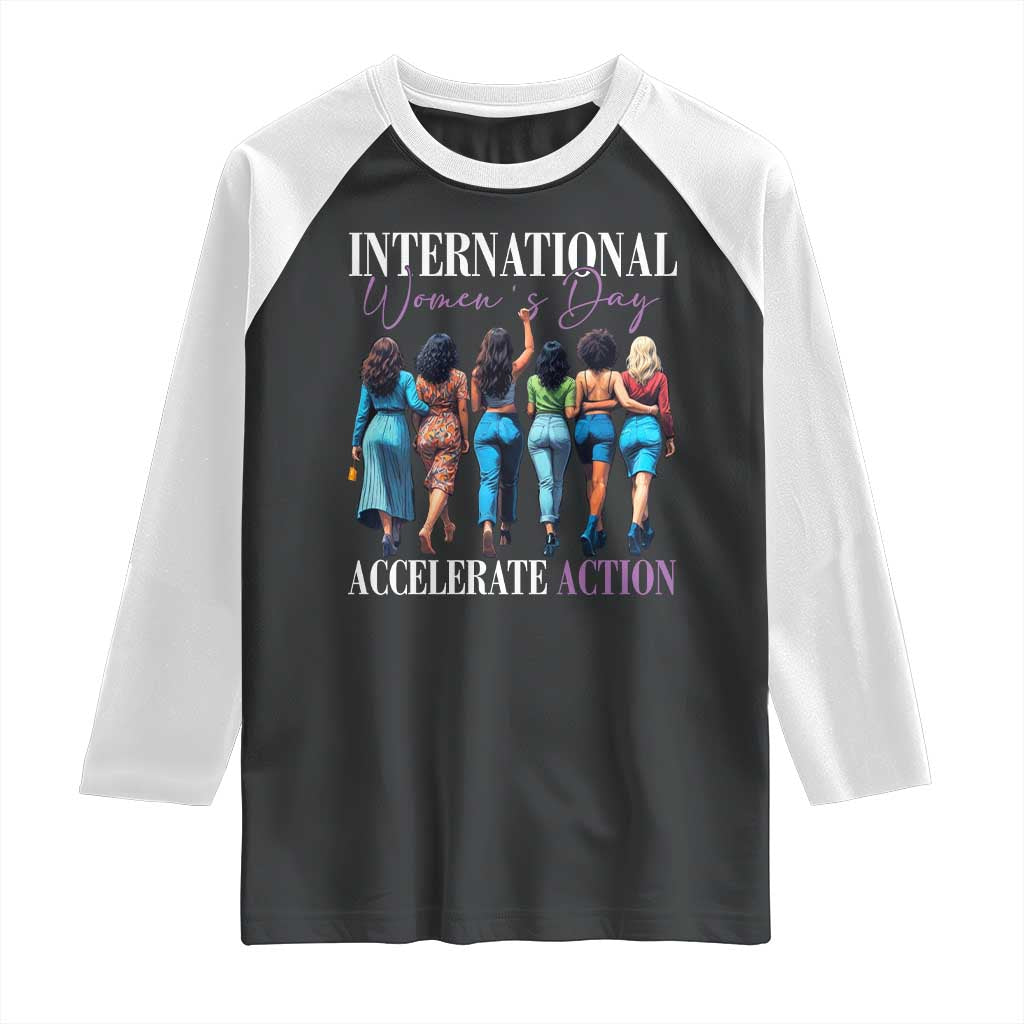 International Women's Day 2025 Raglan Shirt Accelerate Action 8 March IWD