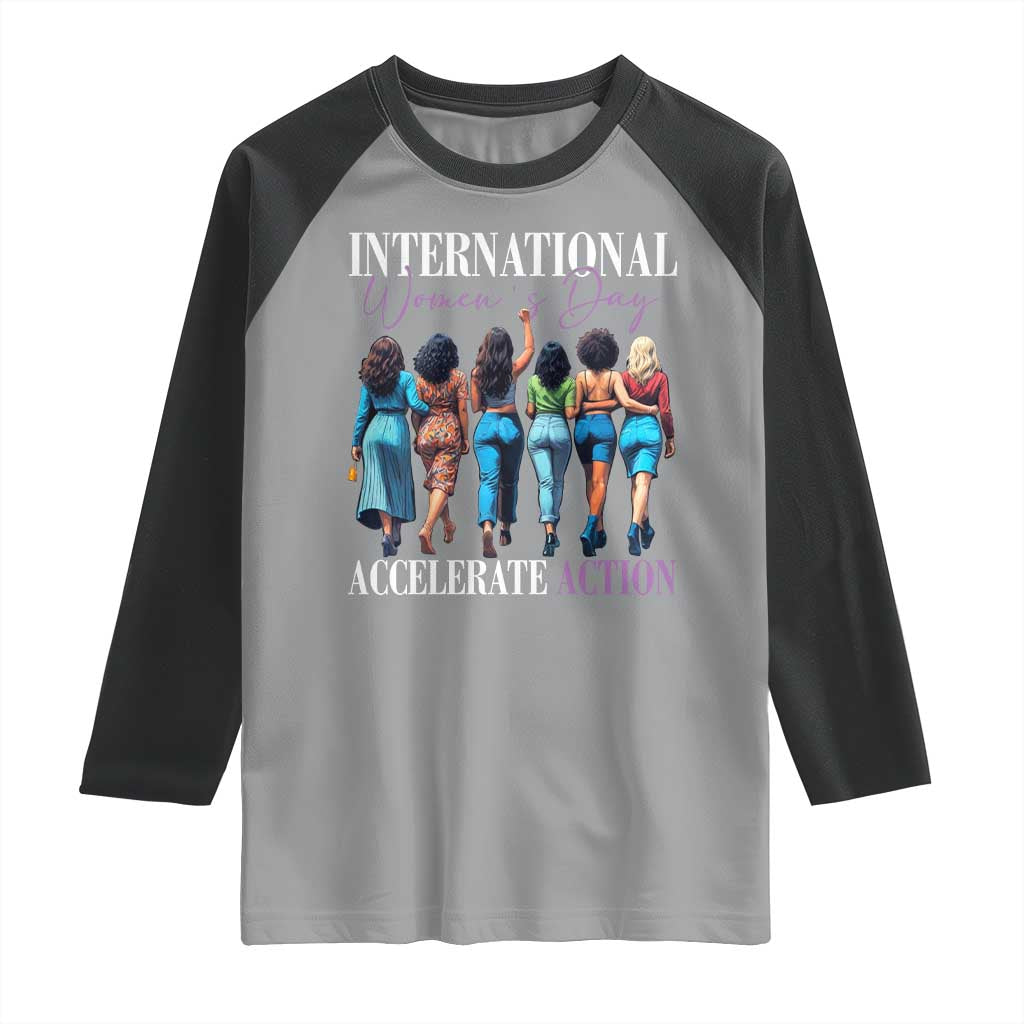 International Women's Day 2025 Raglan Shirt Accelerate Action 8 March IWD