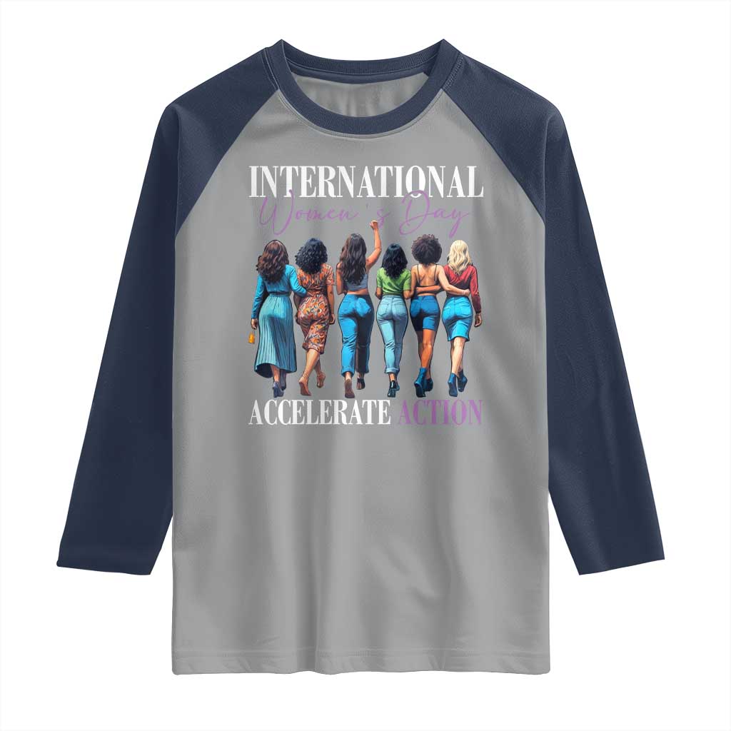International Women's Day 2025 Raglan Shirt Accelerate Action 8 March IWD