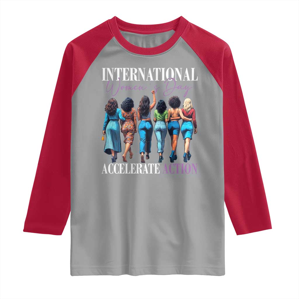 International Women's Day 2025 Raglan Shirt Accelerate Action 8 March IWD