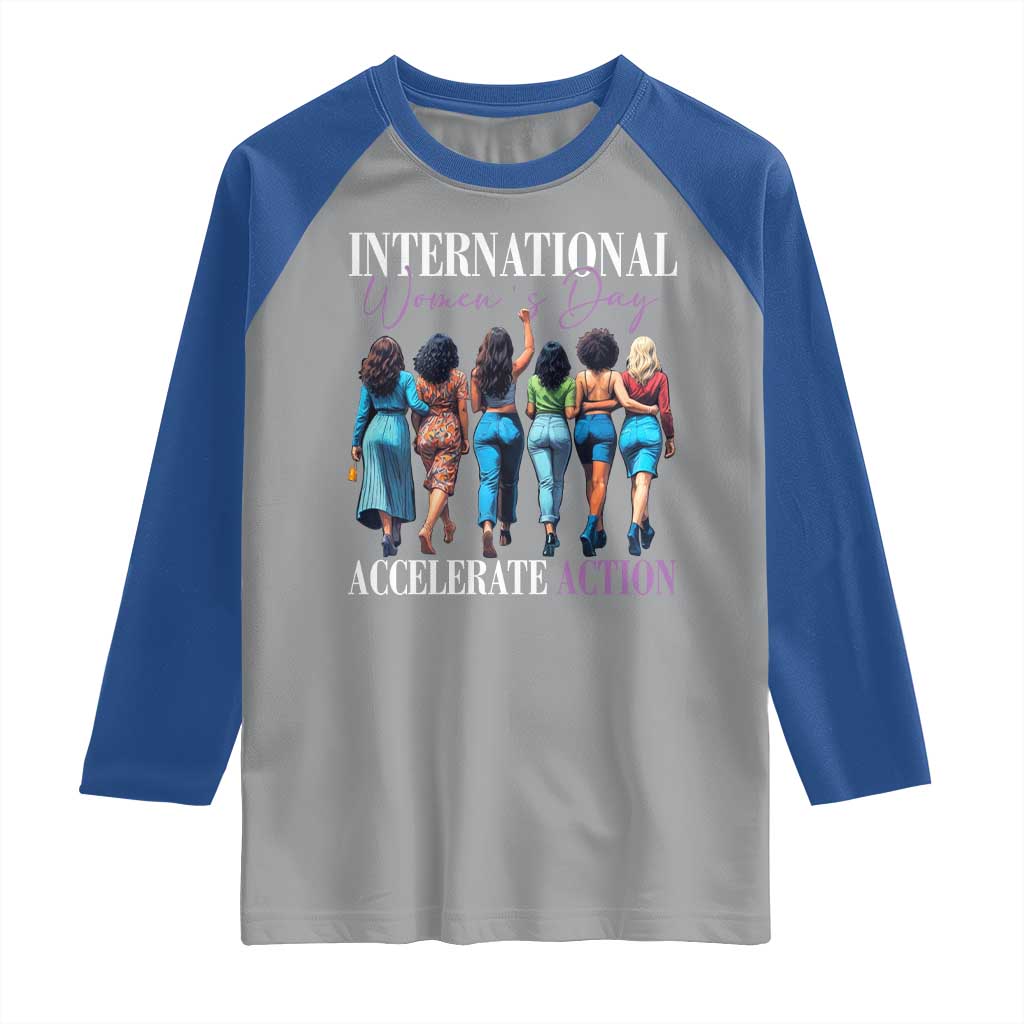 International Women's Day 2025 Raglan Shirt Accelerate Action 8 March IWD