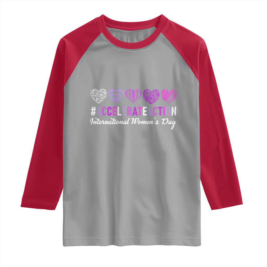 International Women's Day 2025 Raglan Shirt Accelerate Action IWD 8 March