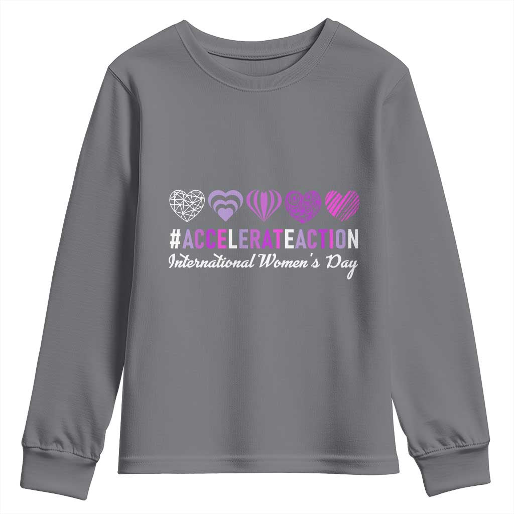 International Women's Day 2025 Youth Sweatshirt Accelerate Action IWD 8 March