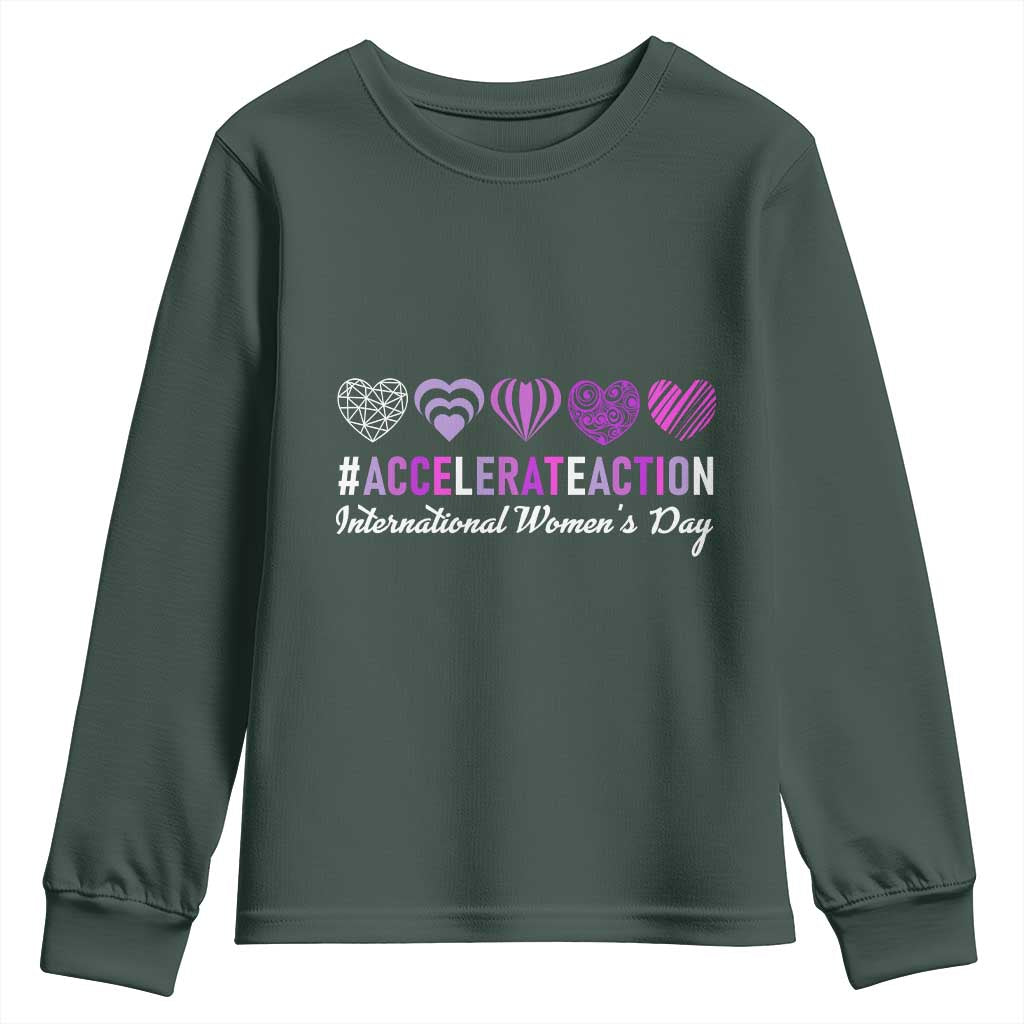 International Women's Day 2025 Youth Sweatshirt Accelerate Action IWD 8 March
