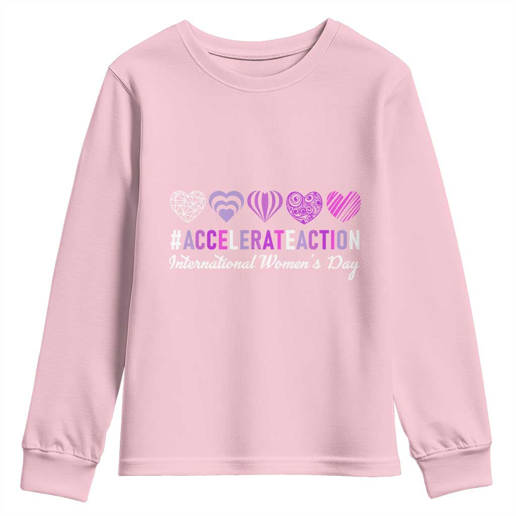 International Women's Day 2025 Youth Sweatshirt Accelerate Action IWD 8 March