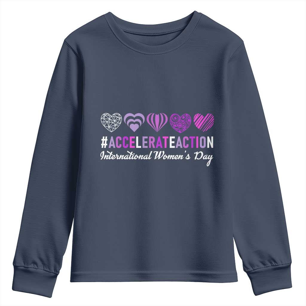 International Women's Day 2025 Youth Sweatshirt Accelerate Action IWD 8 March
