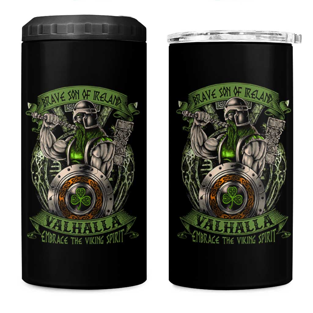 Irish Viking 4 in 1 Can Cooler Tumbler Brave Son Of Ireland Valhalla Embrace The Viking Spirit
