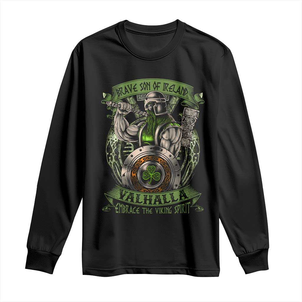 Irish Viking Long Sleeve Shirt Brave Son Of Ireland Valhalla Embrace The Viking Spirit
