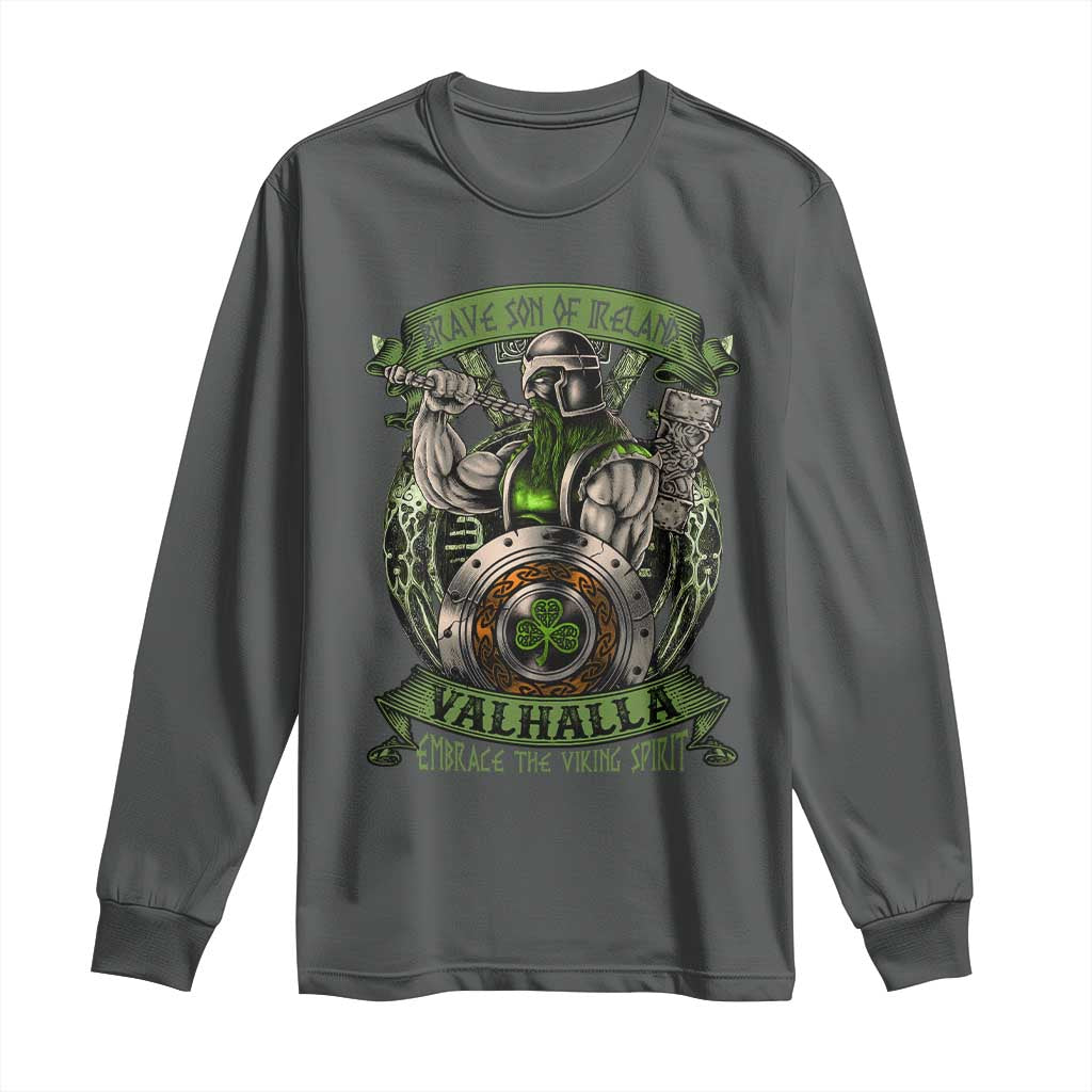 Irish Viking Long Sleeve Shirt Brave Son Of Ireland Valhalla Embrace The Viking Spirit